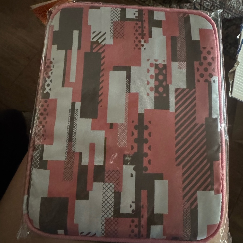 Geometric Pink and Black Laptop Sleeve- Large
